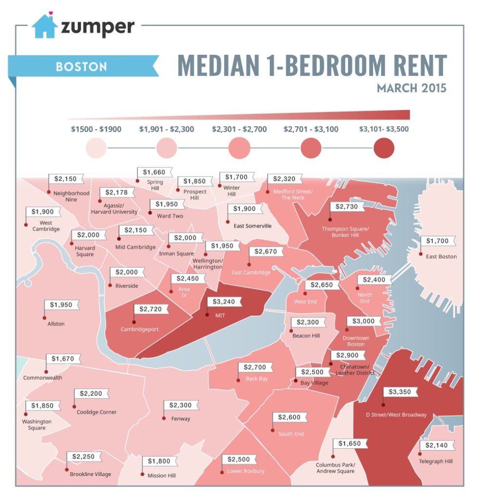 Boston Median Rent Map - March 2015