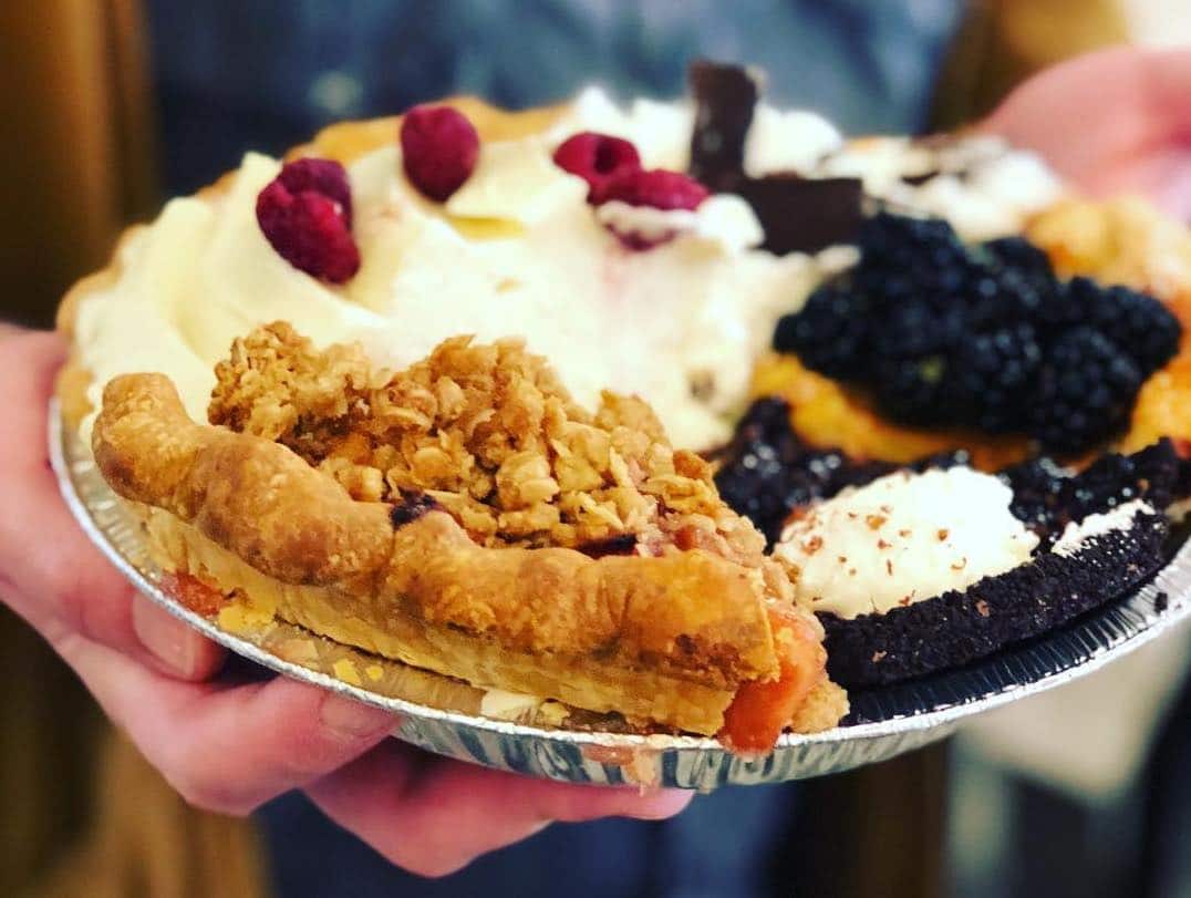 close up of pie in hands