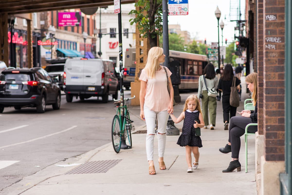 Mother and daughter shopping along southport corridor