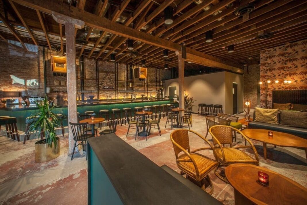 Interior of empty, spacious bar 