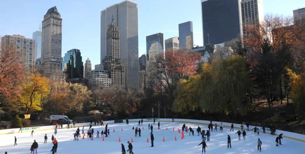daytime at wollman ice rink in central park