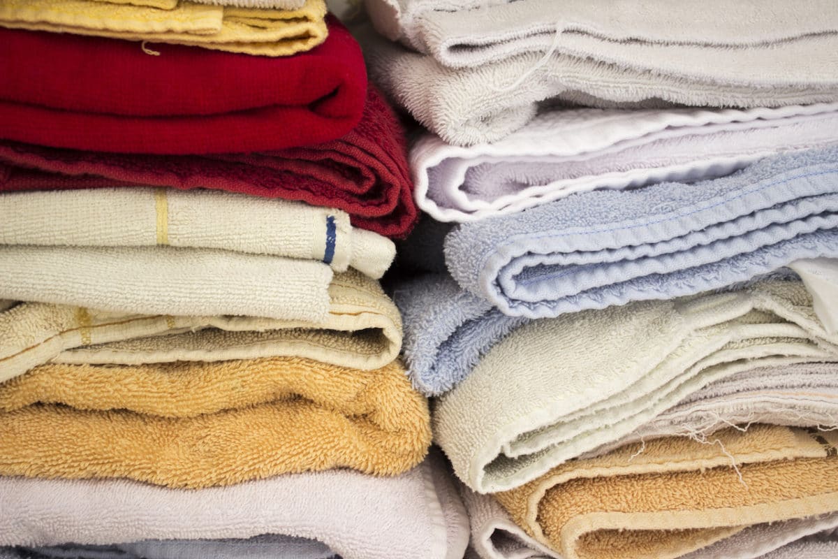 mismatched towels and linens