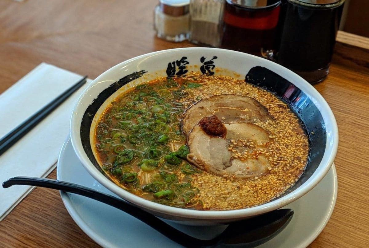 ramen in a bowl on a table