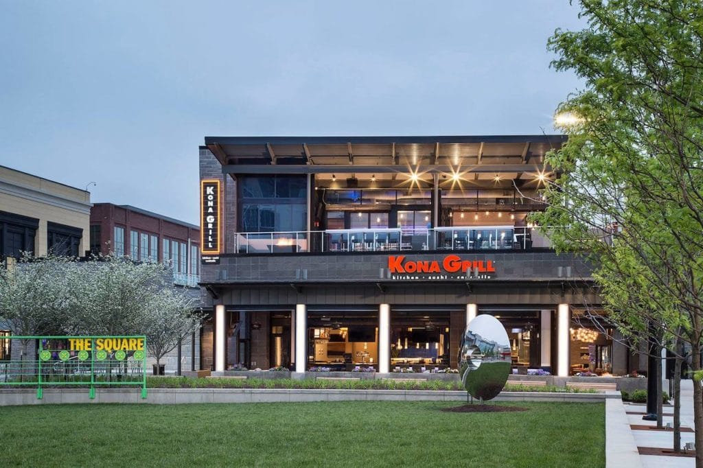 kona grill exterior at dusk