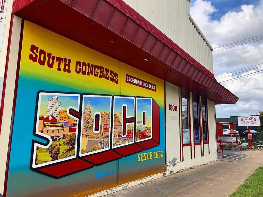 graffiti style sign reading "south congress soco"