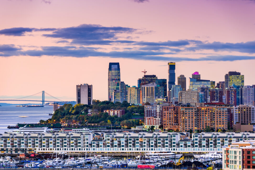 Jersey City skyline at dusk