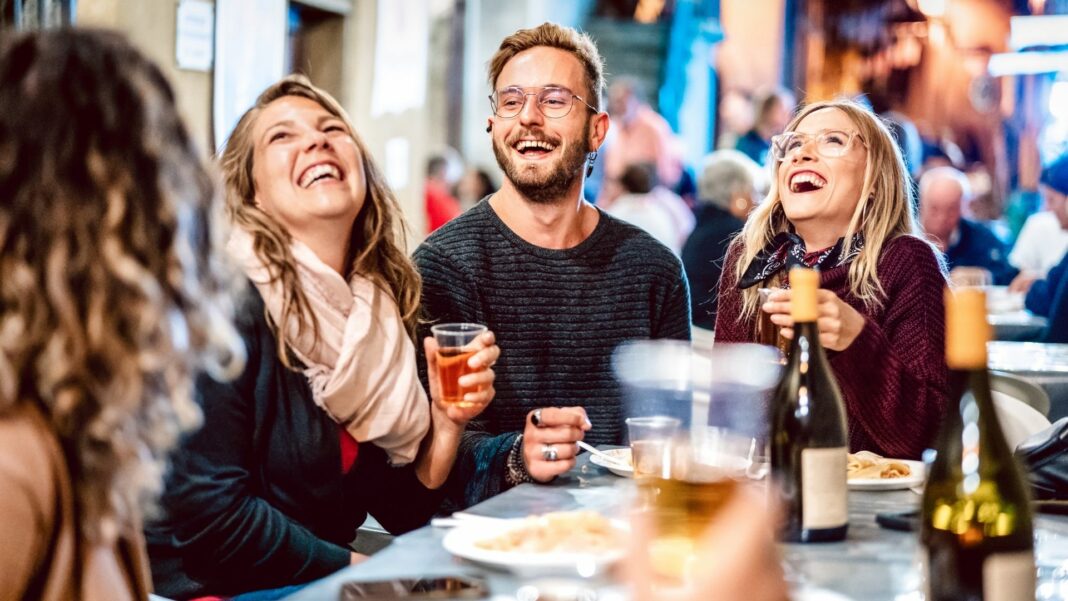 Friends gather for drinks