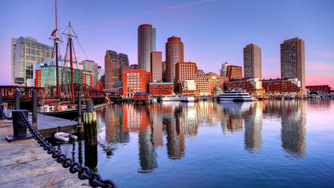 Downtown Boston Skyline along the Boston Harbor Waterfront