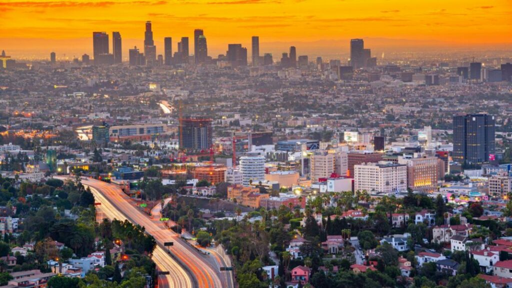 View of Los Angeles at sunset