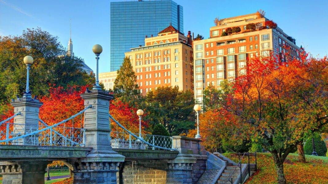 Boston Common and Public Garden with fall foliage 