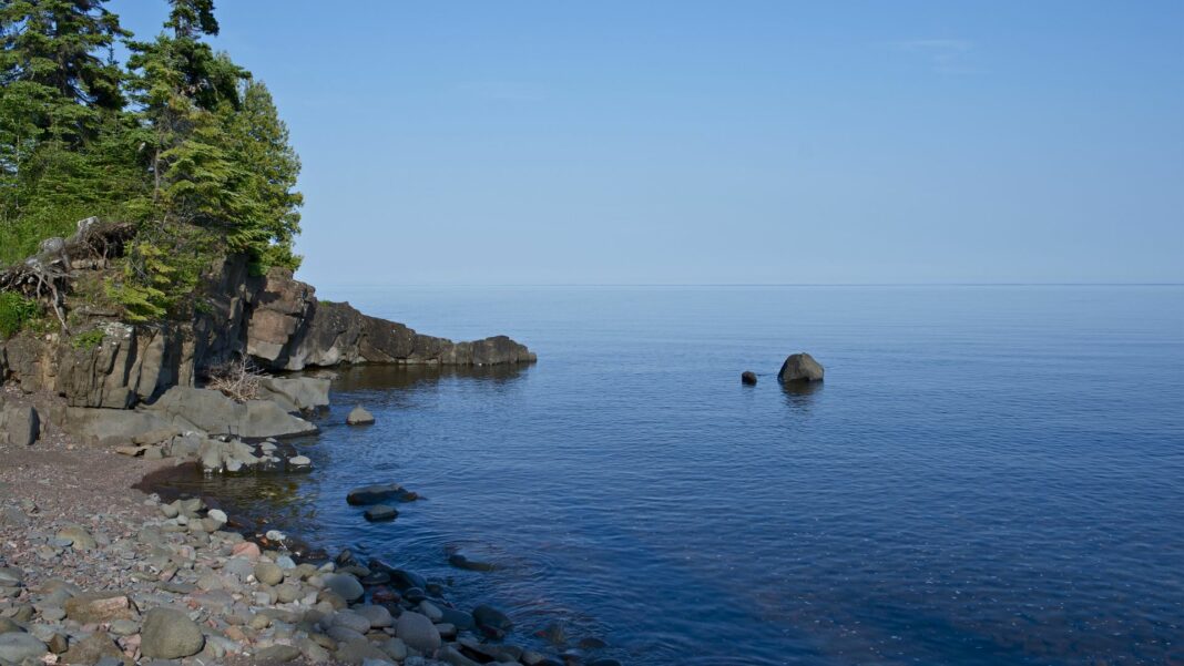 Lake Superior Shore in Northern Minnesota State, USA. Great Lakes Scenery.