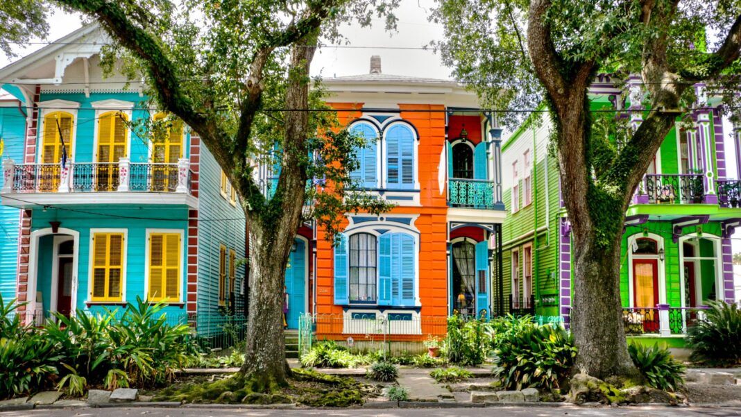 Colorful homes and historic architecture in New Orleans, Louisiana
