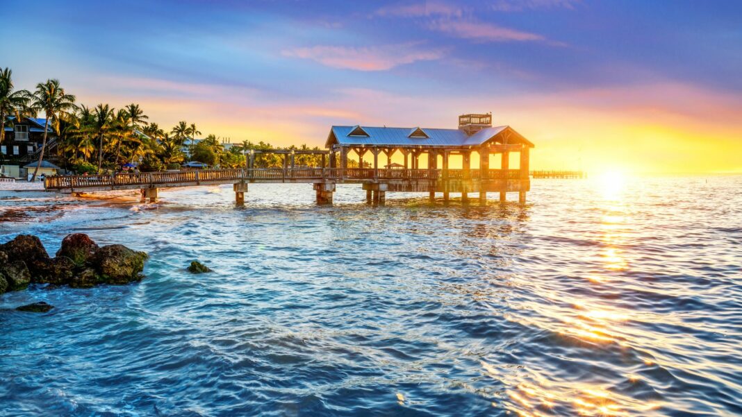 Pier at the beach in Key West, Florida USA