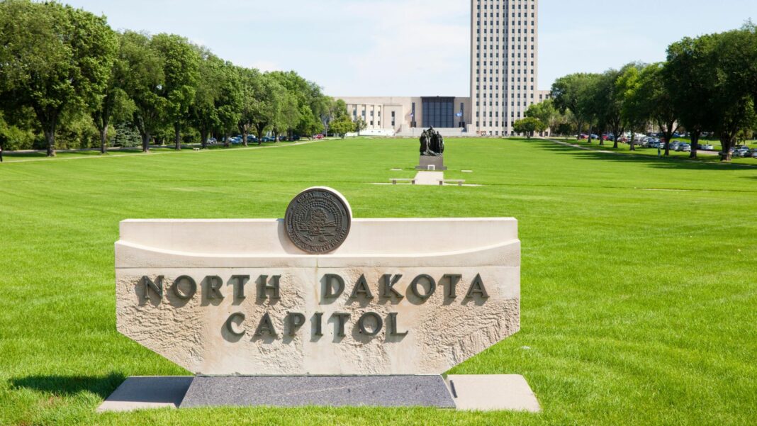 North Dakota state capitol building in Bismarck, ND.