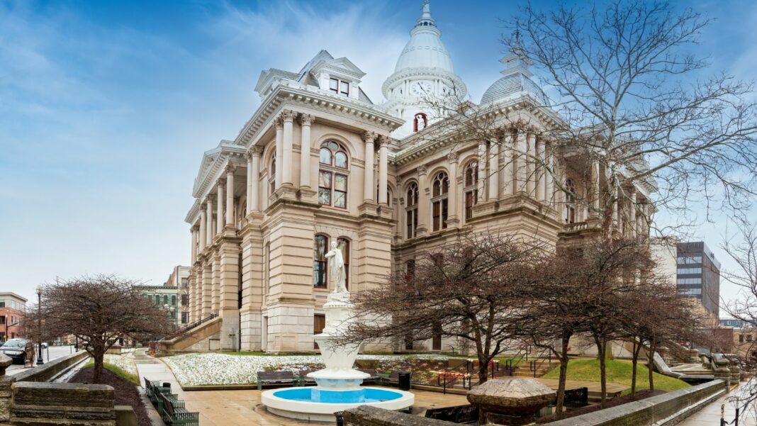 The Tippecanoe County Courthouse in Lafayette, Indiana.