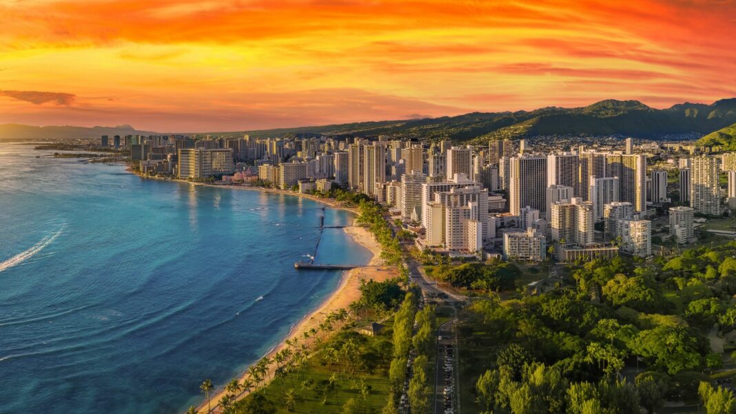 Honolulu skyline during blue hour